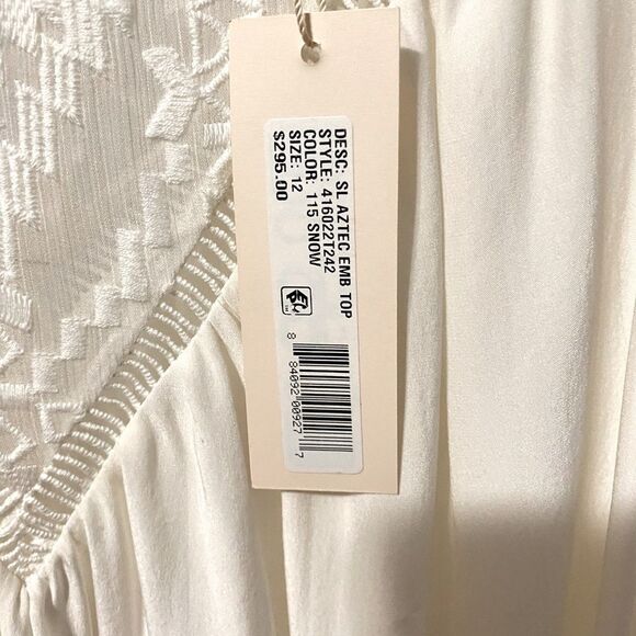 Rebecca Taylor Ivory 100% Silk Geo Aztec Embroidered Top 12 NWT - Picture 8 of 10